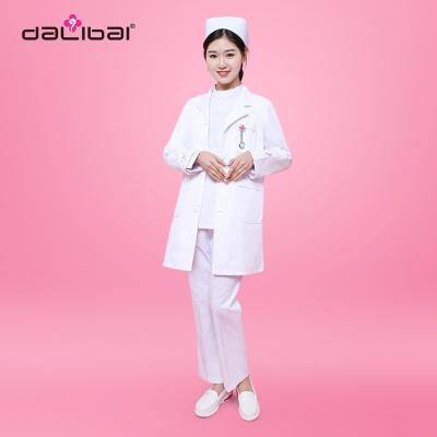 China White Cotton Nursing Uniforms Hospital Doctor Uniform Lab Coat Customized for sale