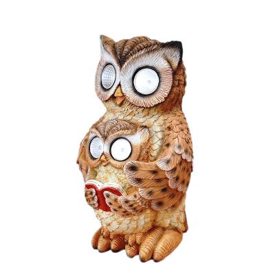 China Other Decorative Resin Garden Lights Owl Night Light Yard Landscape Solar Outdoor Decorative Animal Sculpture Resin Ornaments for sale