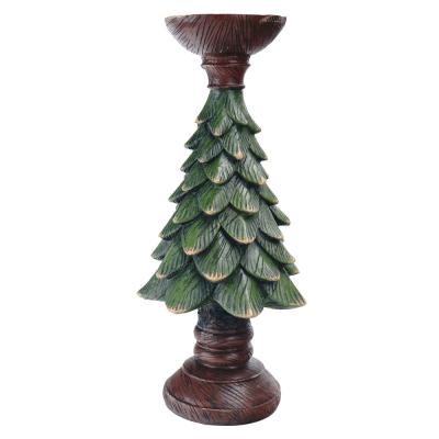 China Resin Home Wholesale Custom Ornaments Christmas Tree Candle Holder Christmas Decoration OEM European Candle Holder for sale