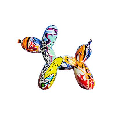 China Colorful Europe balloon dog sculpture home decoration resin opens the living room entrance wine cabinet decoration Nordic home ornaments for sale