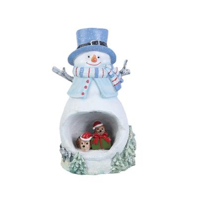 China Resin Christmas Decoration Supplies Cute Christmas Snowman Resin Ornaments Christmas Gifts Kid Bedside Luminous Night Light for sale