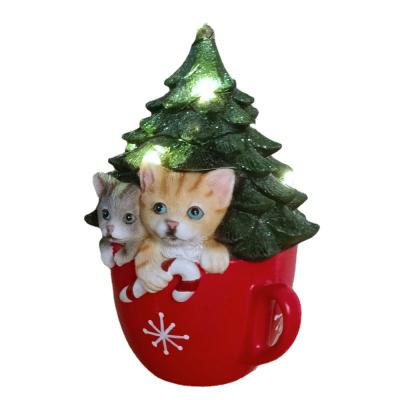 China Creative Resin Christmas Decoration Resin Ornaments Christmas Gifts Christmas Tree Candle Holder Trojan Light Decorations for sale