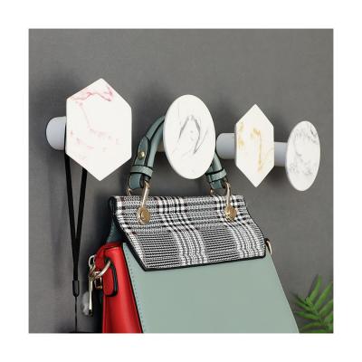 China Minimalist Made in China Modern Home Decoration Resin Marble Effect Pentagonal Hanger Wall Hook for sale