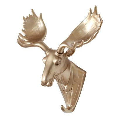 China Viable Creative Animal Head Decoration Hook Resin Opens Main Personality Deer Wall Coat Hook Behind The Door Coat Hook Wholesale for sale