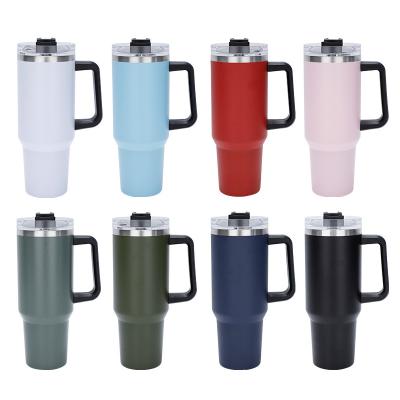 China Sustainable 40oz Vacuum Drink Cup Thermal Mug Tumbler Double Wall Stainless Steel Travel Coffee Mug Insulated Beer Tumbler With lid handle for sale