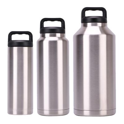 China PORTABLE 18/36/64oz Double Wall Stainless Steel Vacuum Flask Wide Mouth Insulated Drink Bottle Thermos Sport Water Bottle With Handle lid for sale