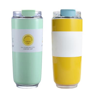 China Sustainable Customized logo 480ml Double Wall Stainless Steel Vacuum Cup Thermal Travel Coffee Mug Insulated Coffee Tumbler With Lid for sale