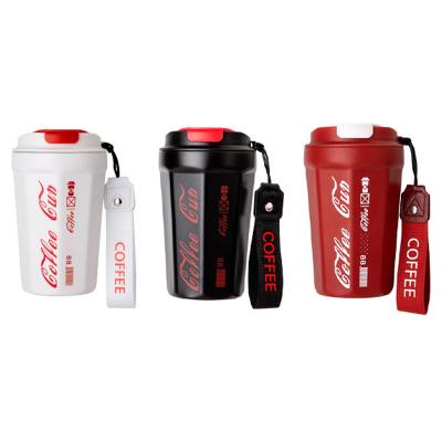 China Sustainable Customized logo 480ml Double Wall Stainless Steel Vacuum Cup Thermal Travel Coffee Mug Insulated Coffee Tumbler With Lid Rope for sale