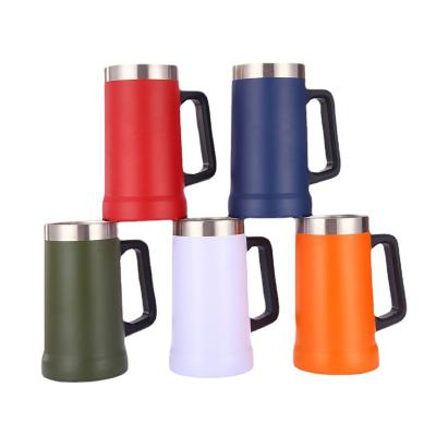 China Sustainable 24oz/720ml Double Wall Stainless Steel Vacuum Cup Thermal Beer Coffee Mug Insulated Beer Coffee Tumbler With handle for sale