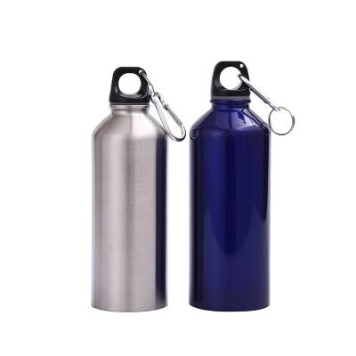 China Sustainable 400/500/600/750/1000ml Small Mouth Single Wall Stainless Steel Gym Drink Bottle Outdoor Sport Water Bottle With Lid Carabiner for sale