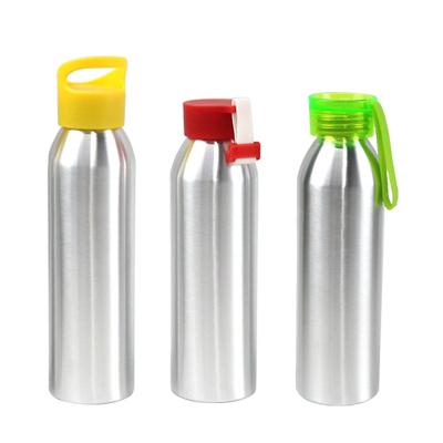 China Sustainable 650ml Wide Mouth Single Wall Aluminium Gym Drink Bottle Outdoor Sport Water Bottle With Handle Lid for sale