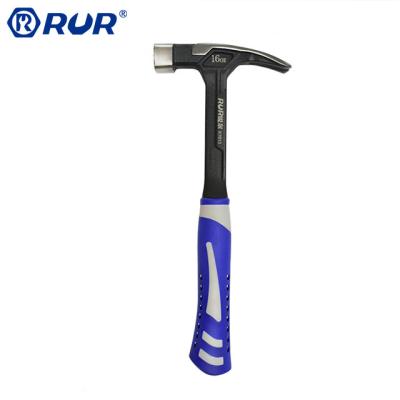 China Eco-friendly Industrial Carbon Steel 16oz Soft Face Factory Price RUR One Piece Claw Hammer for sale