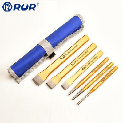 China CR-V Eco-friendly Material Chisel 6pcs Set Include Cylindrical Taper Center Flat Chisel for sale