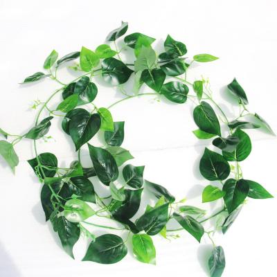 China Realistic Artificial Ivy Leaf Plants Garland Fake Green Hanging Leaves for Outdoor Wedding Party Garden Greenery Wall Decoration for sale