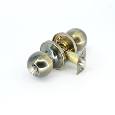 China Entrance Antique Brass Polish Brass Cylindrical Tubular Knob Door Locks Lockset for sale