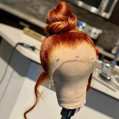 China Jerry Curl Silky Straight Cheap T Part Wigs Orange Hair 180Density Remy Hair For Black Women Pre Plucked Ginger Orange Factory Wig for sale