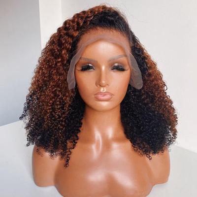 China Curly Side Part Curly Ombre 13x6 Lace Front Human Hair 100% Wigs For Black Women Preplucked Hairline for sale