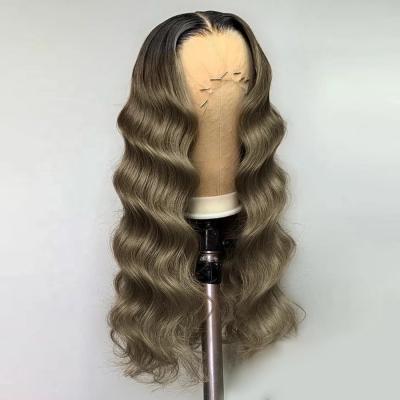 China Silky Straight Wave Gray Blonde Wavy 360 Lace Front Human Hair Wigs Brazilian Virgin Hair 360 Lace Frontal Wig 180% Density For Black Women for sale