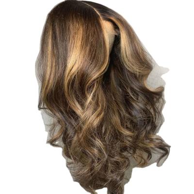 China Brazilian Virgin Hair 360 Full Lace Human Hair Wigs 150% Density Full Body Wave Highlight 360 Lace Frontal Wigs For Black Women for sale