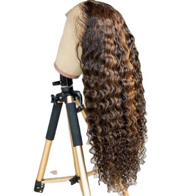 China Brazilian Virgin Hair 360 Lace Frontal Wig 150% Density Curly Curly Highlight Lace Front Human Hair Wigs 360 For Black Women for sale