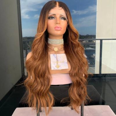 China Body Wave Brown Ombre Lace Front Wig Wavy 360 Lace Front Human Hair Wigs Long For Women Glueless Remy Color for sale