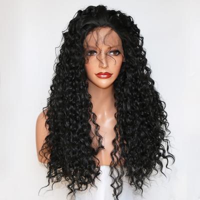 China Water Wave Black Water Wave Synthetic Lace Front Wigs With Baby Hair Curly Lace Front Wig Heat Resistant Loose for sale