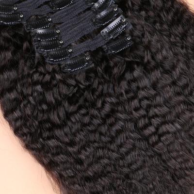 China Italian Wave Curly Straight Clips In Hair Extensions Raw Yaki Cut 100% Virgin Brazilian Ins Hair For Black Women for sale