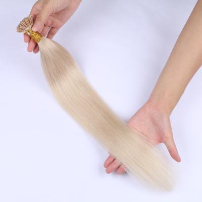 China Silky Straight Wave 100 Strands I Tip Hair Extensions Hair Highlight Platinum Blonde Remy Hair Pre Bonded Stick Soft Straight Lace for sale