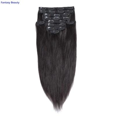 China Silky Straight Natural Black Color Silky Straight Wave Clips In Hair Extension Yaki Cuts 100% Virgin Brazilian Ins Hair For Black Women 120G for sale