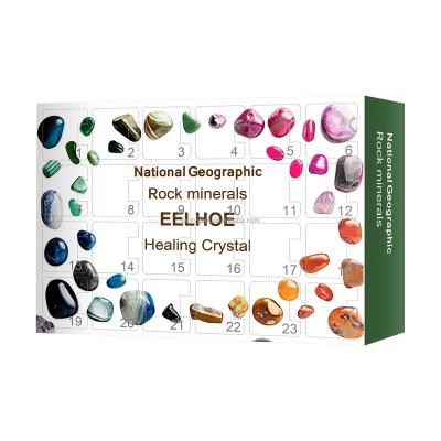 China Chirstmas Decor National Geographic Rock Minerals EELHOE Healing Crystal 24 Days Box Natural Quartz Fossil Gift Box for sale