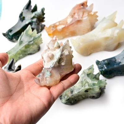 China Europe Craft Dragon Stone Crystal Gemstones Crystal Dragon Moss Agate Dragon Healing Stones for sale