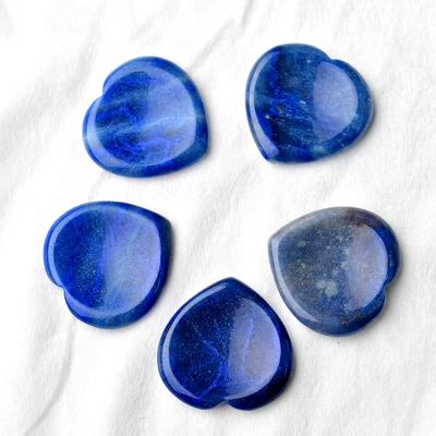 China Europe 40mm Polished Blue Sodalite Natural Lapis Lazuli Healing Crystals Goldstone Heart Shape Worry Stone For Thumb Massage for sale