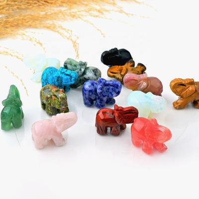 China China Wedding Gift Elegant Elephant Quartz Healing Stone Figurine Crystal Elephant Figurines Carved Rose 2 inch for sale