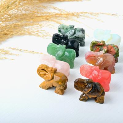 China China 2Inch Crystal Elephant Real Natural Hand Carved Crystal Crafts Jade Elephant Animal Healing Figures for sale