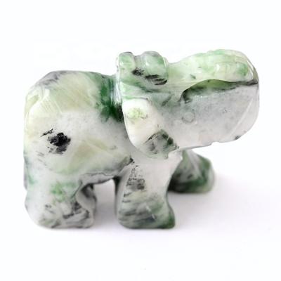 China China 1.5 Inch Elephant Statue Crystals Healing Stones Hand Carved Polished Green Jade Yoga Elephant Carving For Meditation for sale