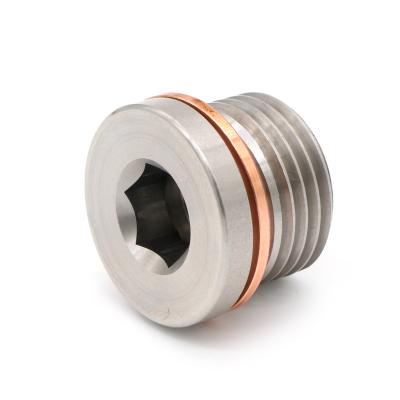 China Aluminum Aluminium Alloy Oil Drain Plug CNC Machining Metal Part with Seal Washer for Automotive for sale