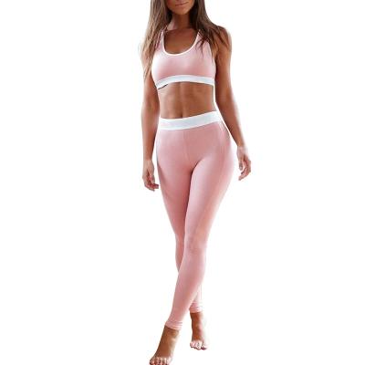 China Customized Two Piece Sublimation Logo Printing Breathable Women Yoga Set Breathable Leggings And High Waist Bra for sale