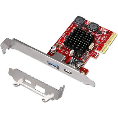 China PCIE PCI Express to 2X USB 3.1 Gen2 USB-C Type C 10Gbps Ports Expansion Card HUB PCE-U312C for sale