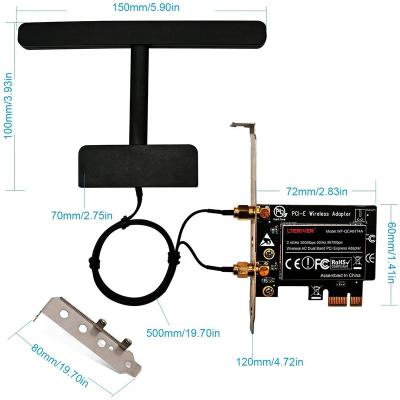 China AC1200Mbps Dual-Band Desktop Qualcom Atheros QCA61X4A Wireless Adapter-PCIE WIFI Card Wireless Network Adapter for sale