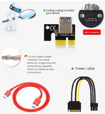 China VER12 Graphics Card GPU VER12 Pro PCIE Riser 6 Pin Adapter Card Without Sata PCI Express X16 PCI-E USB Add-on Riser Cabo Riser for sale