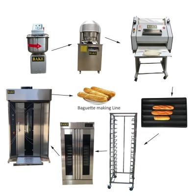 China industrial baking machine high efficiency jelly french bread baguette production line, bakery production line for baguette making for sale