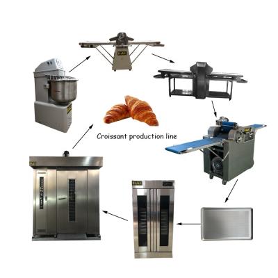 China High Efficiency Low Cost Automatic Croissant Making Machines 7 Days Croissant Production Line With Chocolate Filling for sale