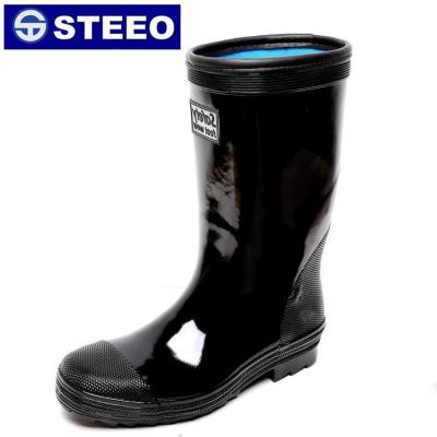 China Waterproof Cheap Price Steel Toe Black Rubber Boots for sale