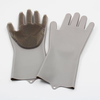 China Durable Washing Dishes Scrubber Silicone Brush Gloves for sale