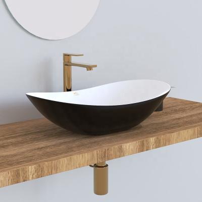 China Modern Wholesale High Temperature Old Bathroom Black Color Burn Factory Oval Sink For Countertop for sale