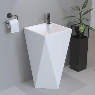 China Diamond Shape Floor Standing Sanitary modern sink freestanding bathroom sink for sale