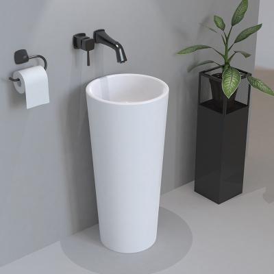 China Modern Round Shape Bathroom Floor Standing Sink No Connection Hole Freestanding Wash Basin for sale