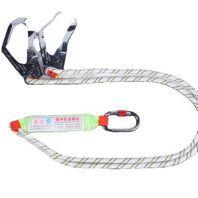 China Secondary Seat Belt Fall Protection Safety Rope For High Altitude Operation Energy Absorber Safety Double Lanyard for sale