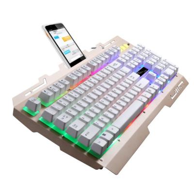 China Foldable Mechanical Metal Keyboard Rainbow Backlight USB Wired Keyboardd Business Office Waterproof Gaming Keyboard for sale