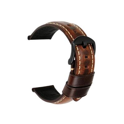 China Easy Use Vintage Oil Wax Leather Strap Watch Band Greasedleather Watch Strap for sale